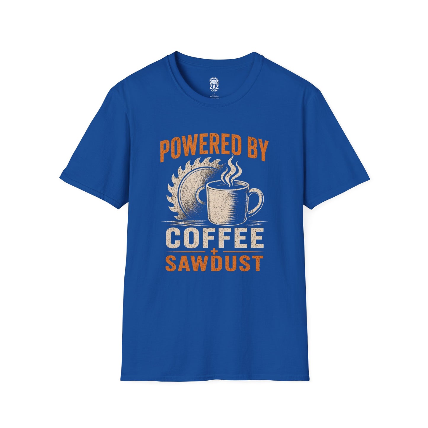 Powered by Coffee + Sawdust - Woodworking T-Shirt