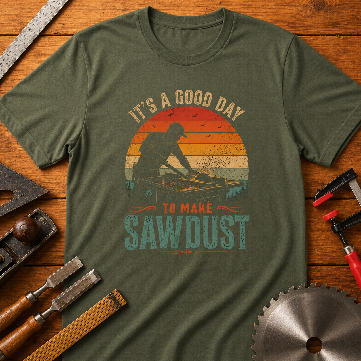 Woodworking T-Shirt — "It’s a Good Day to Make Sawdust" Pride Tee