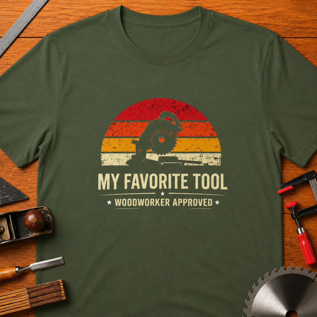 Chop Saw Woodworker T-Shirt — "My Favorite Tool" Woodworking Tee