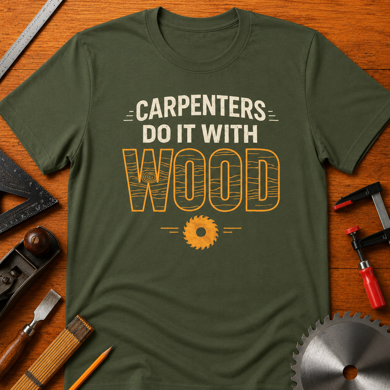 Carpenters Do It With Wood T-Shirt — Funny Woodworking Tee for Carpenters