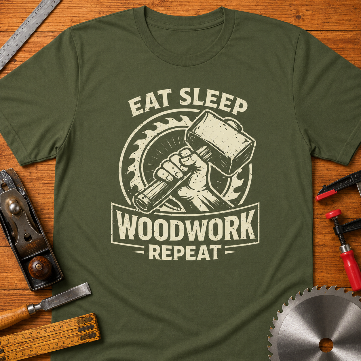 Eat Sleep Build Repeat Woodworking T-Shirt