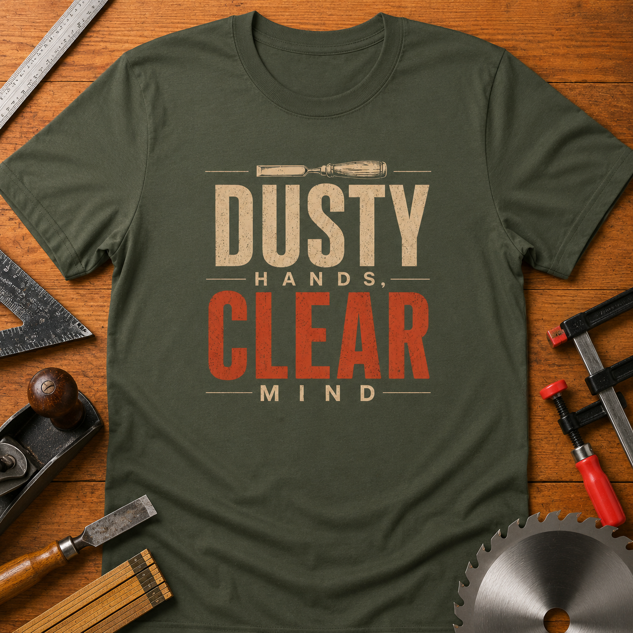 Dusty Hands Clear Mind Woodworking T-Shirt
