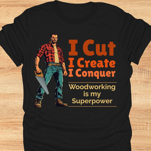 I Cut I Create I Conquer - Woodworking Themed Unisex Softstyle T-Shirt