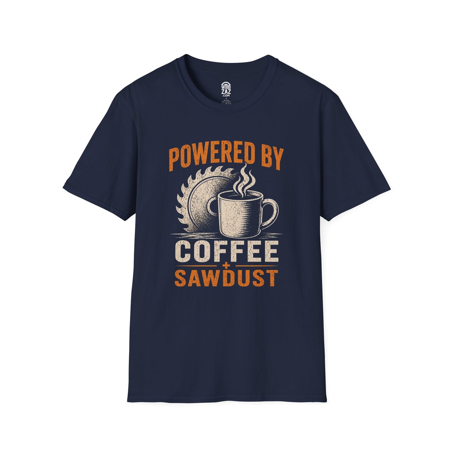 Powered by Coffee + Sawdust - Woodworking T-Shirt
