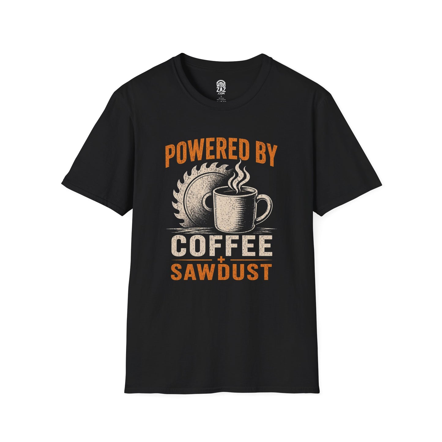 Powered by Coffee + Sawdust - Woodworking T-Shirt