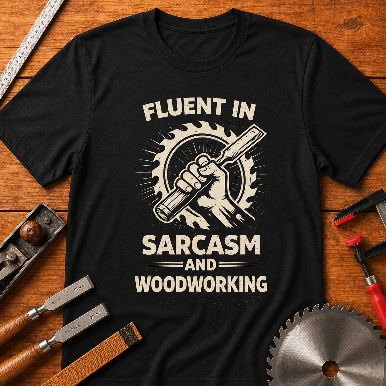 Fluent in Sarcasm and Woodworking T-Shirt