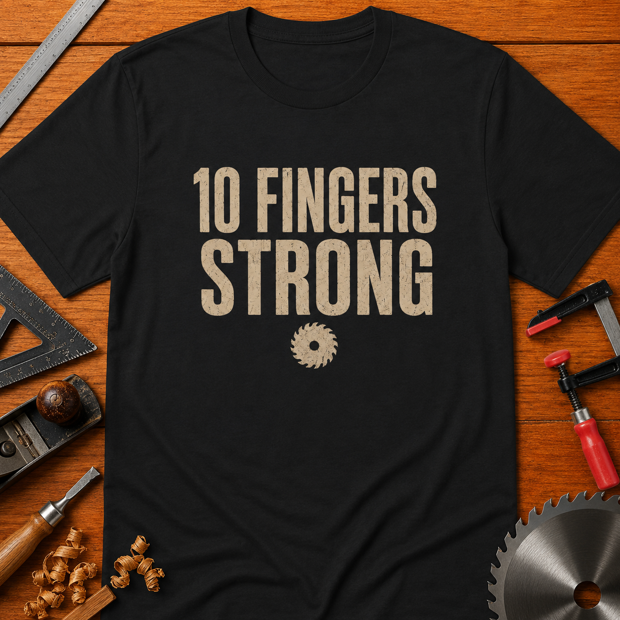 10 Fingers Strong Woodworking T-Shirt