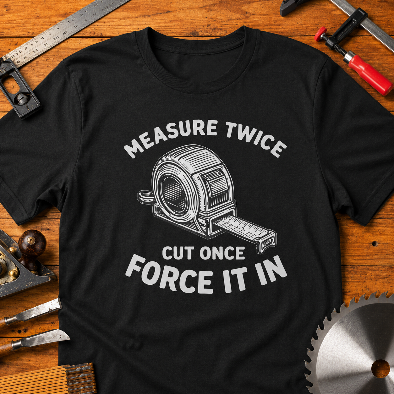 Measure Twice Cut Once – Funny Woodworking T-Shirt