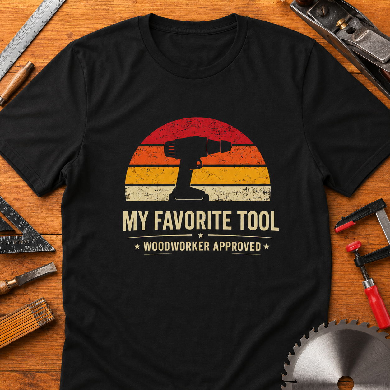 Hand Drill Woodworker T-Shirt — "My Favorite Tool" Woodworking Tee