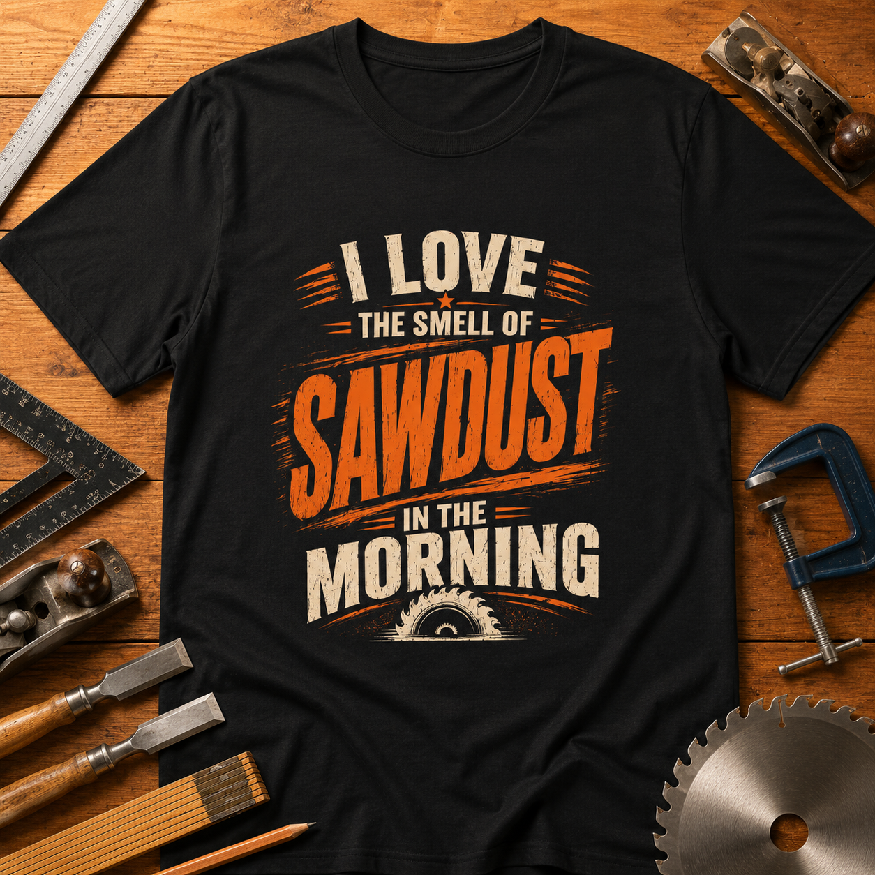 I Love the Smell of Sawdust in the Morning T-Shirt — Funny Woodworking Tee