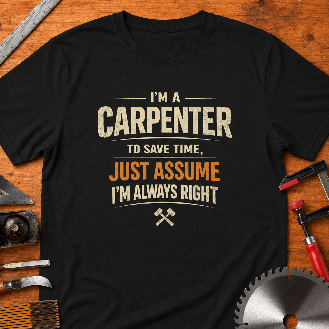 "Assume I’m Always Right" Funny Woodworking Tee