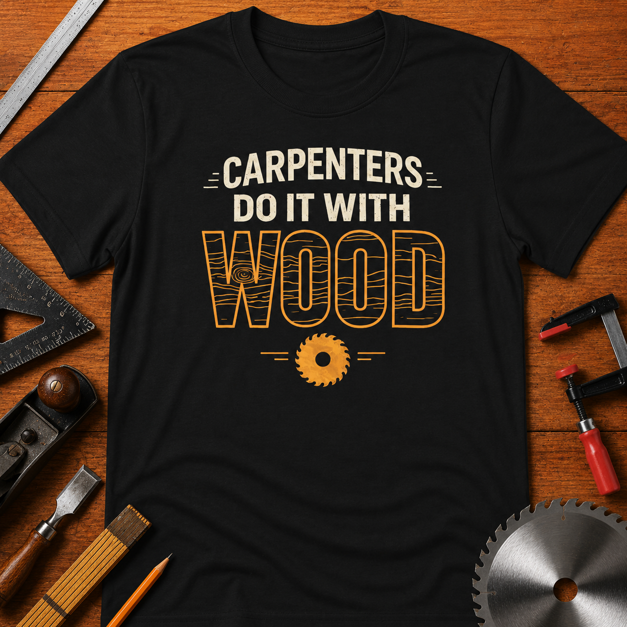 Carpenters Do It With Wood T-Shirt — Funny Woodworking Tee for Carpenters