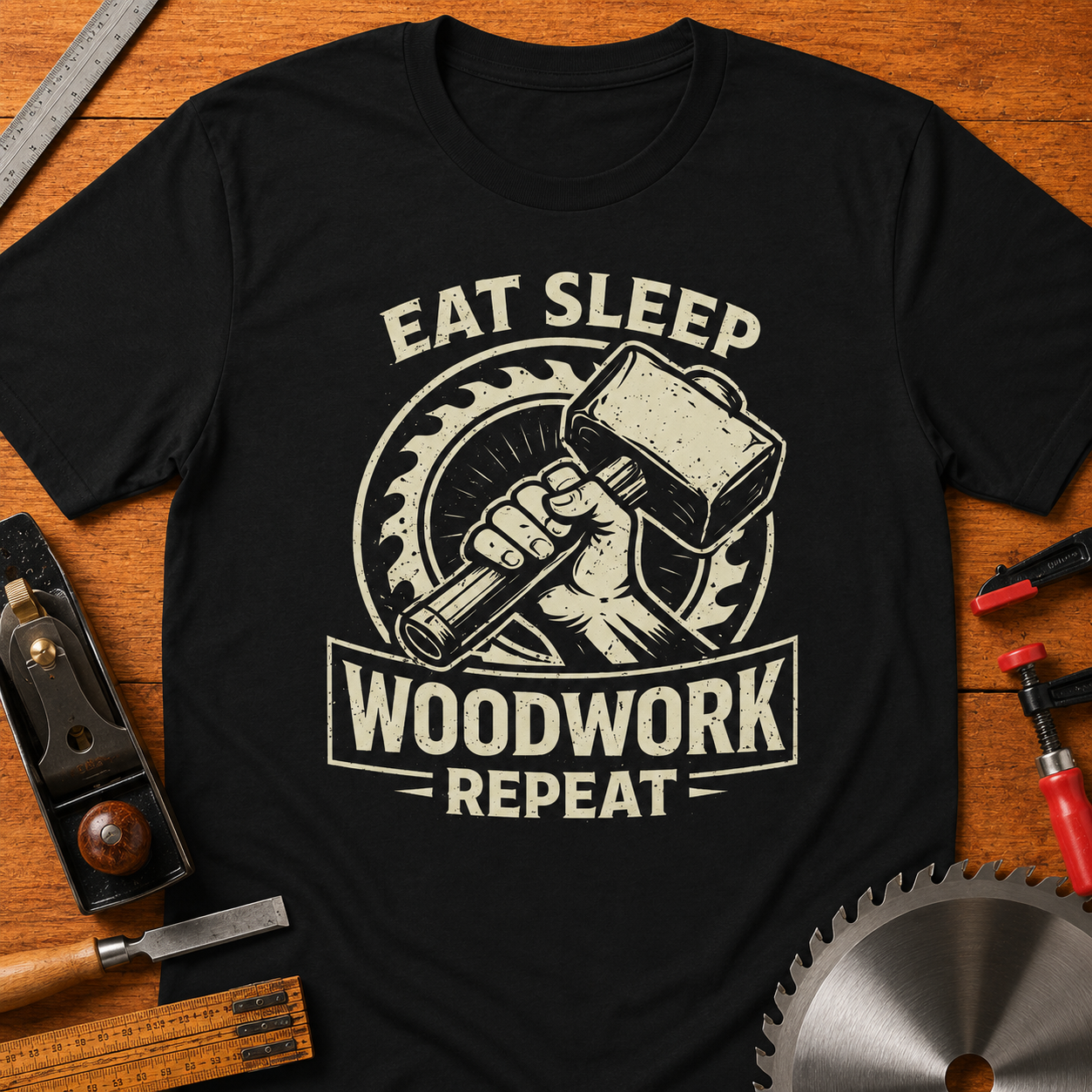 Eat Sleep Build Repeat Woodworking T-Shirt