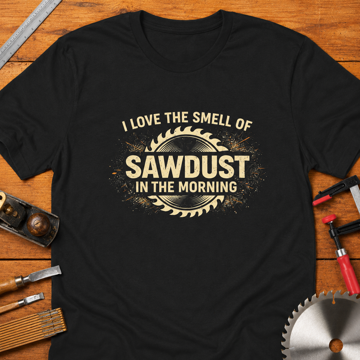 I Love the Smell of Sawdust in the Morning T-Shirt — Funny Woodworking Tee