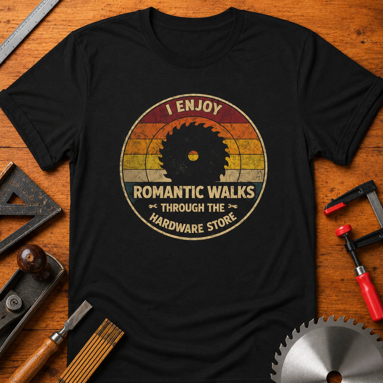 I Enjoy Romantic Walks Through the Hardware Store - Funny Woodworking T-Shirt
