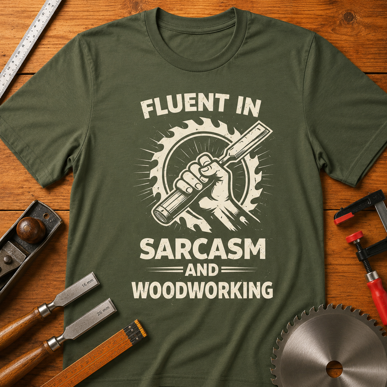 Fluent in Sarcasm and Woodworking T-Shirt