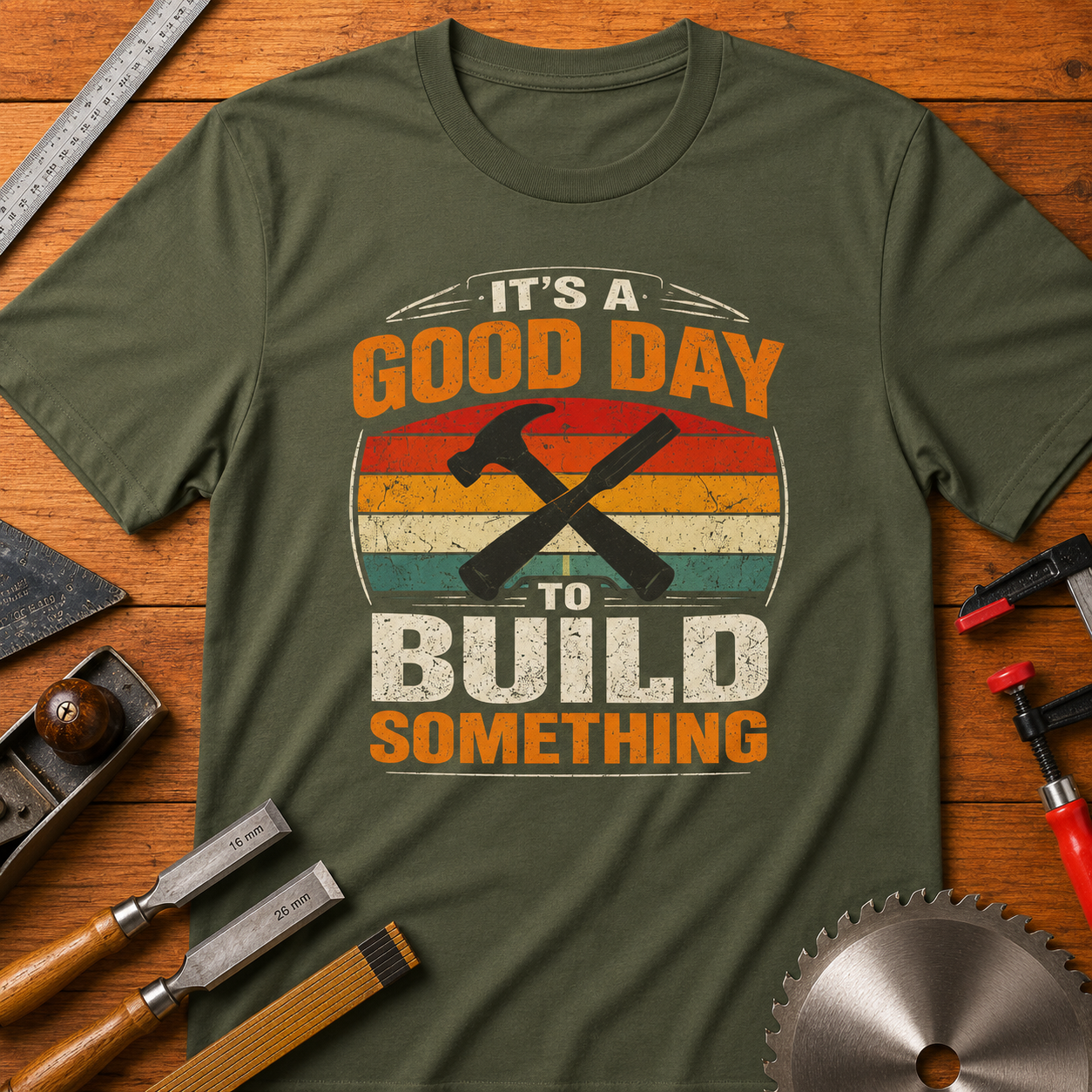 Funny Woodworking T-Shirt — "It's a Good Day to Build Something"