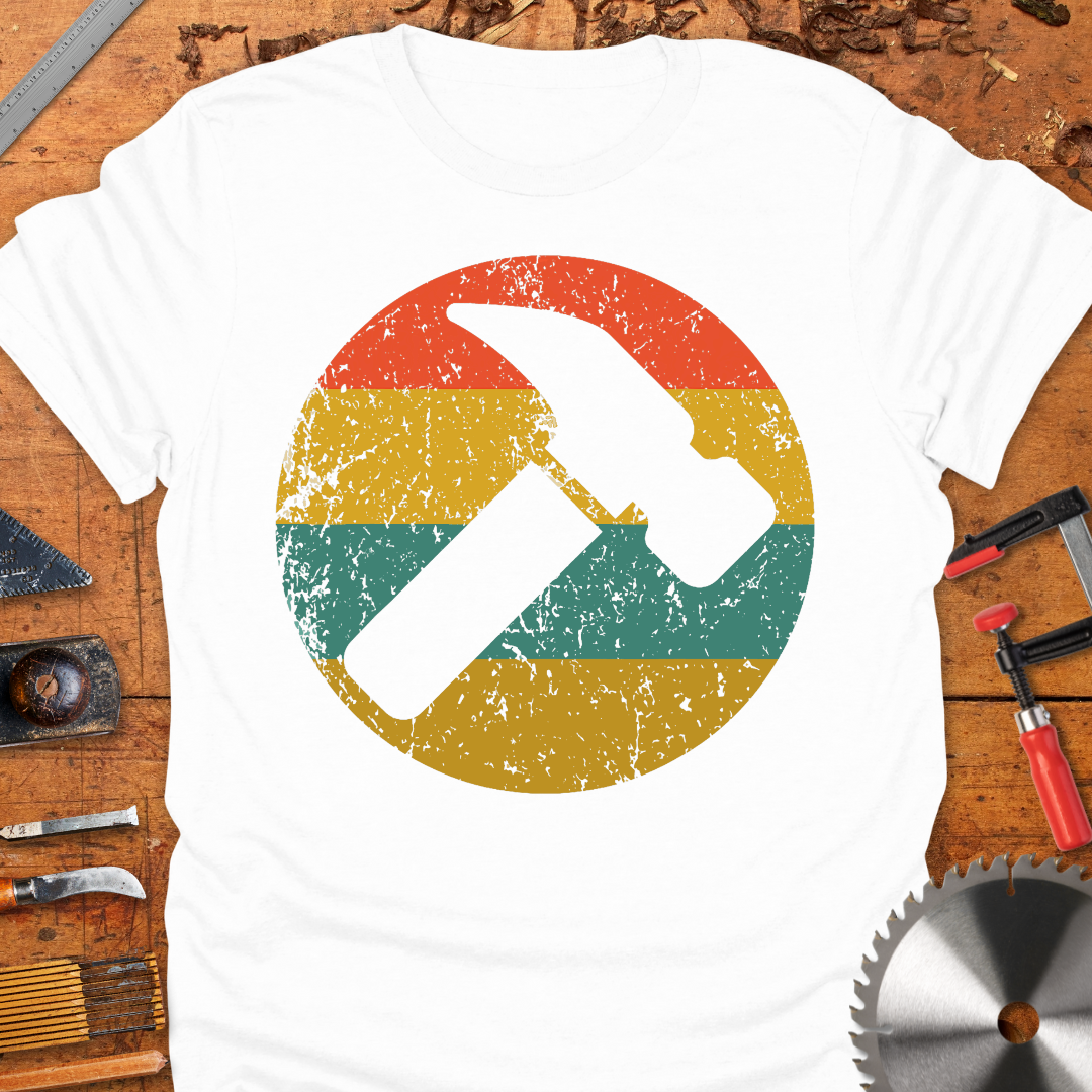Hammer and Sun Graphic Design t-shirt for Woodworkers and carpenters