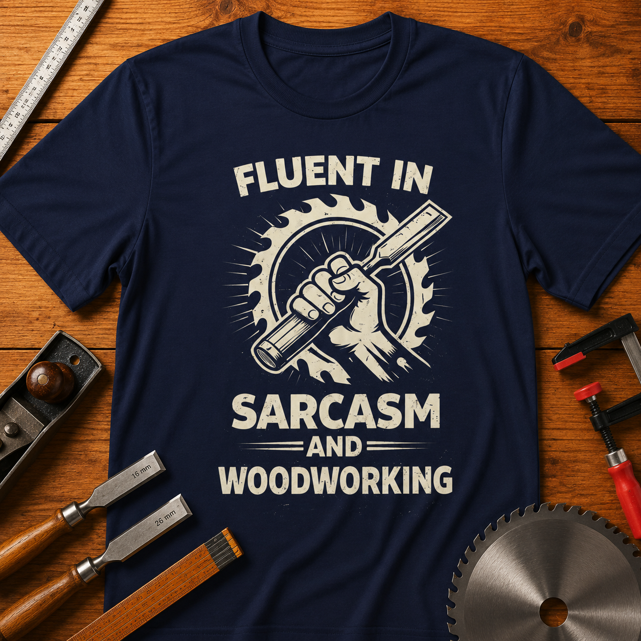 Fluent in Sarcasm and Woodworking T-Shirt