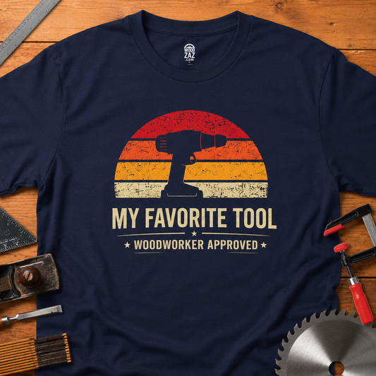 Hand Drill Woodworker T-Shirt — "My Favorite Tool" Woodworking Tee