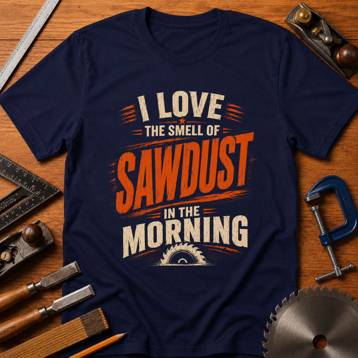 I Love the Smell of Sawdust in the Morning T-Shirt — Funny Woodworking Tee