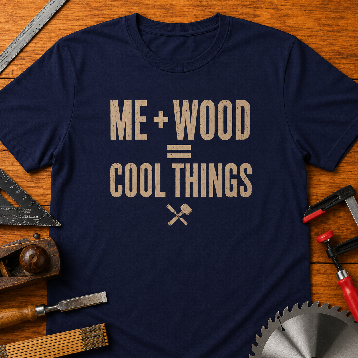 ME + WOOD = COOL THINGS Woodworking T-Shirt — Funny Prideful Carpenter Tee