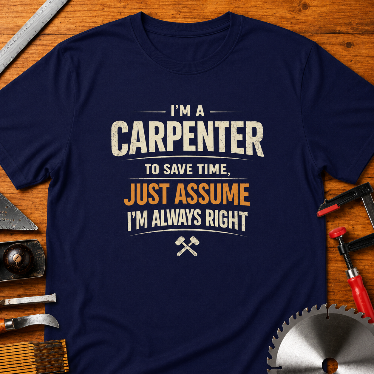 "Assume I’m Always Right" Funny Woodworking Tee