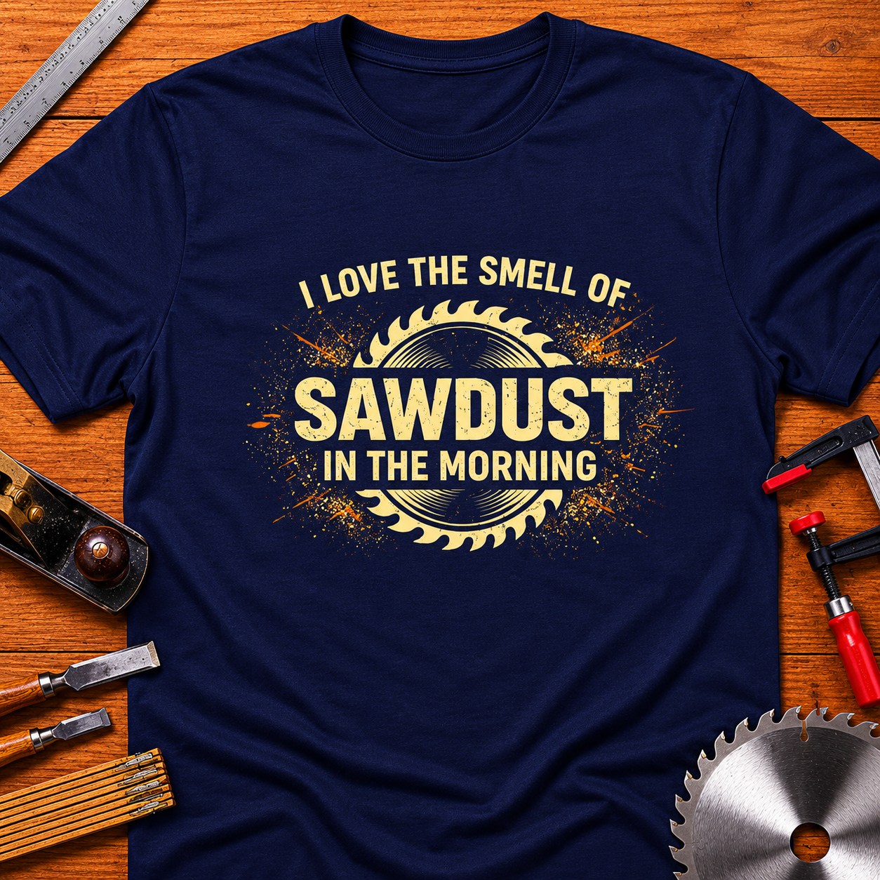 I Love the Smell of Sawdust in the Morning T-Shirt — Funny Woodworking Tee