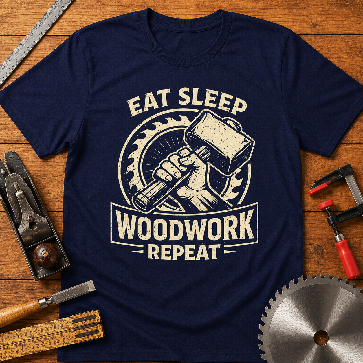 Eat Sleep Build Repeat Woodworking T-Shirt
