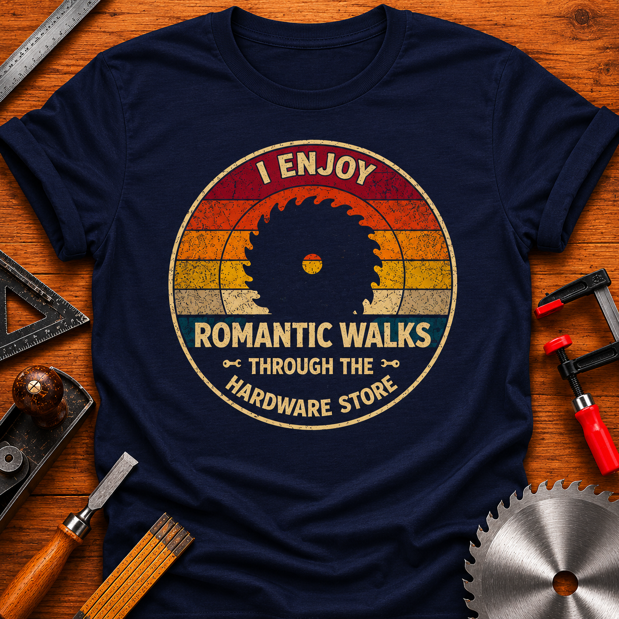 I Enjoy Romantic Walks Through the Hardware Store - Funny Woodworking T-Shirt