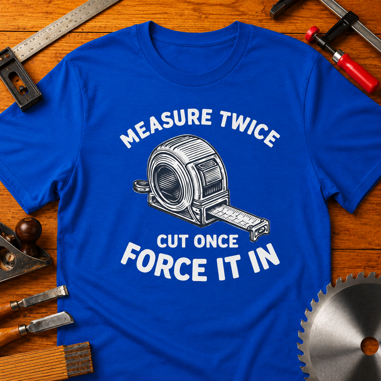 Measure Twice Cut Once – Funny Woodworking T-Shirt