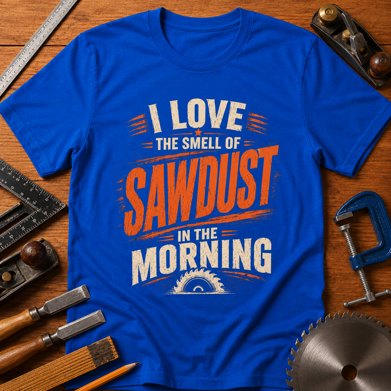 I Love the Smell of Sawdust in the Morning T-Shirt — Funny Woodworking Tee