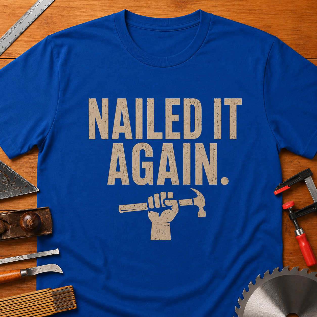 NAILED IT AGAIN Woodworking T-Shirt — Funny Carpenter Tee