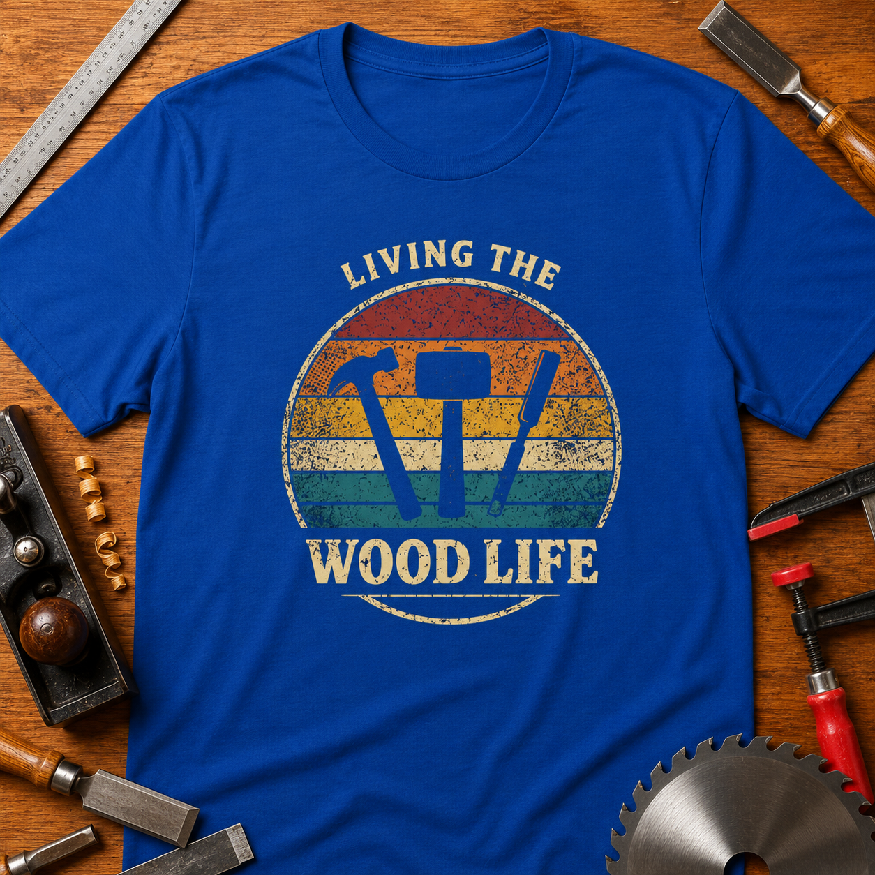 Living the Wood Life Woodworking T-Shirt — Funny Prideful Carpenter Tee