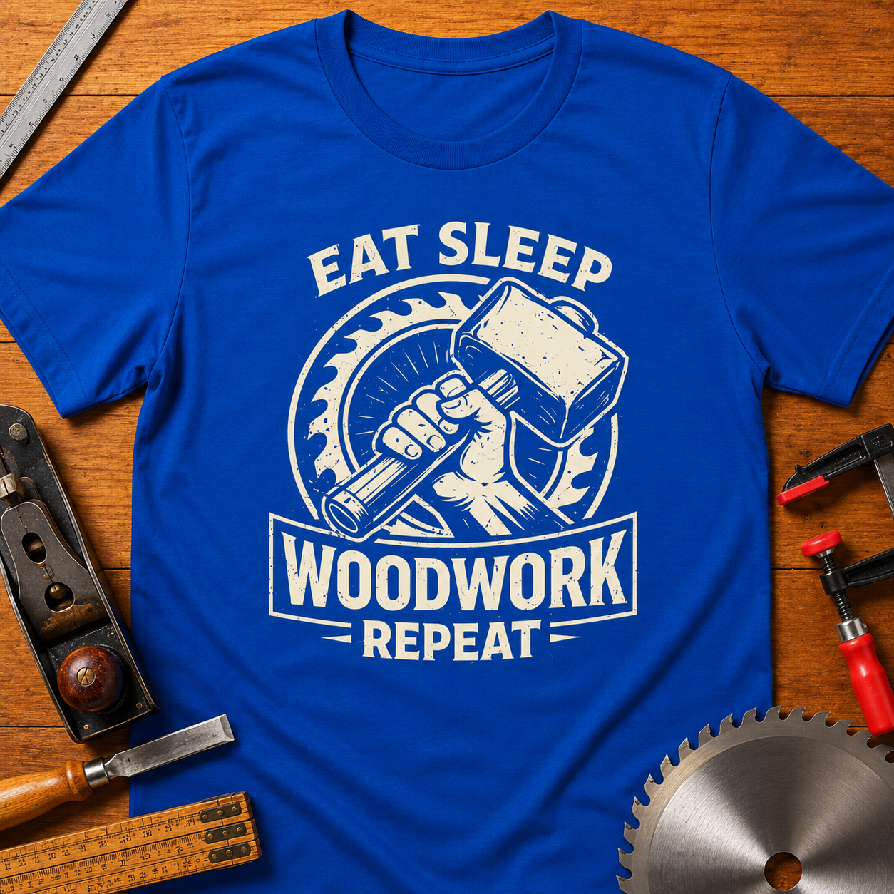 Eat Sleep Build Repeat Woodworking T-Shirt